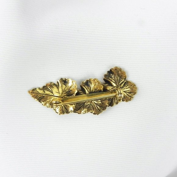Botanical Lapel Brooch | 60s Gold Tone Orange Pin - Picture 3 of 7